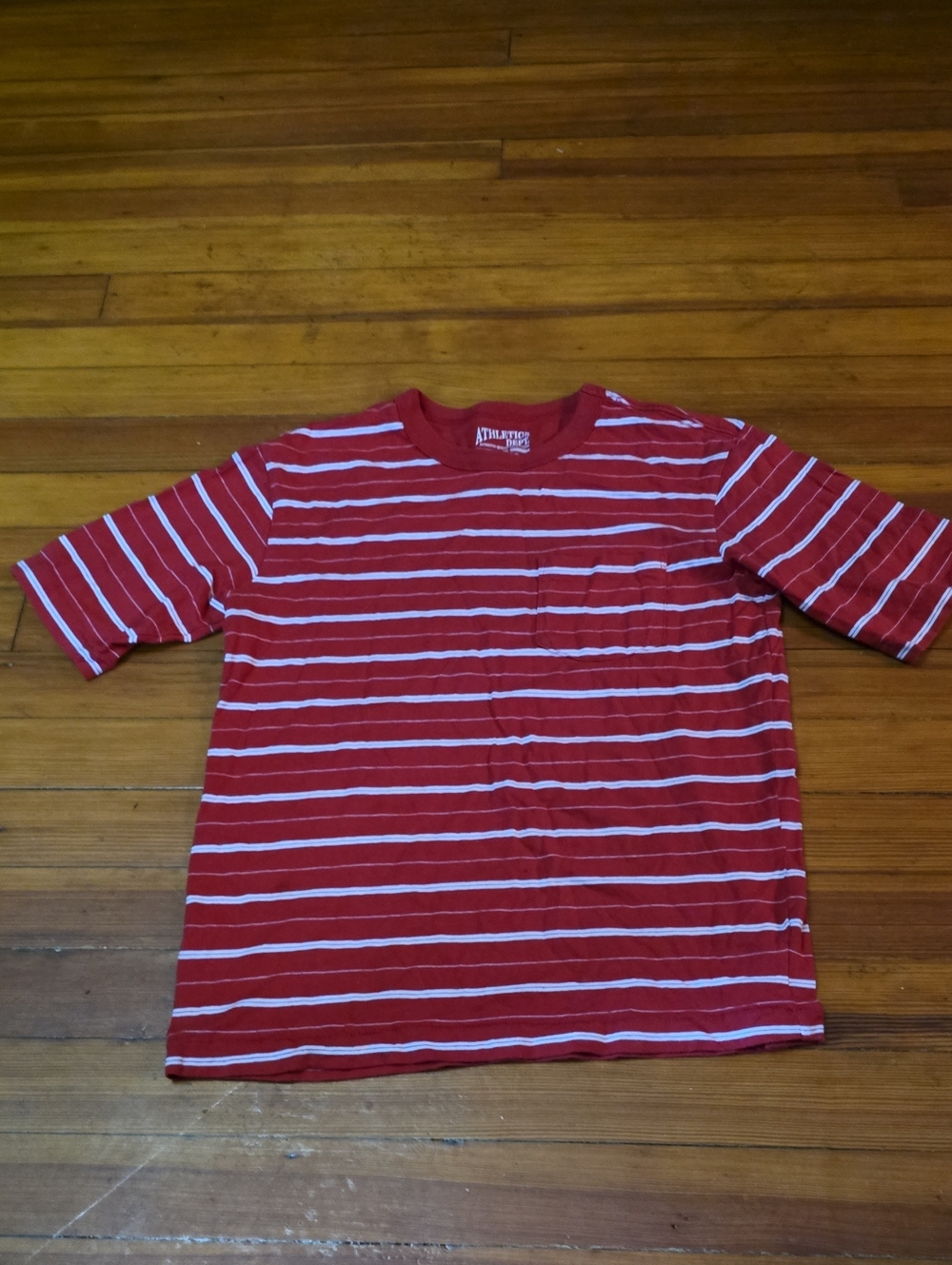 Athletic Works Red and White Striped Short Sleeve Tee